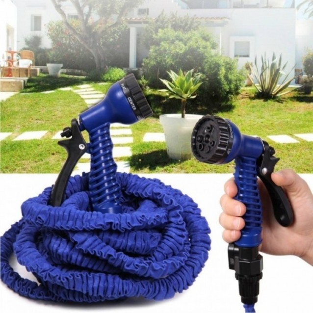 Furtun de gradina expandabil, Xhose Magic cu conectori si Pistol 7 tipuri de jet, 15-60 Metri