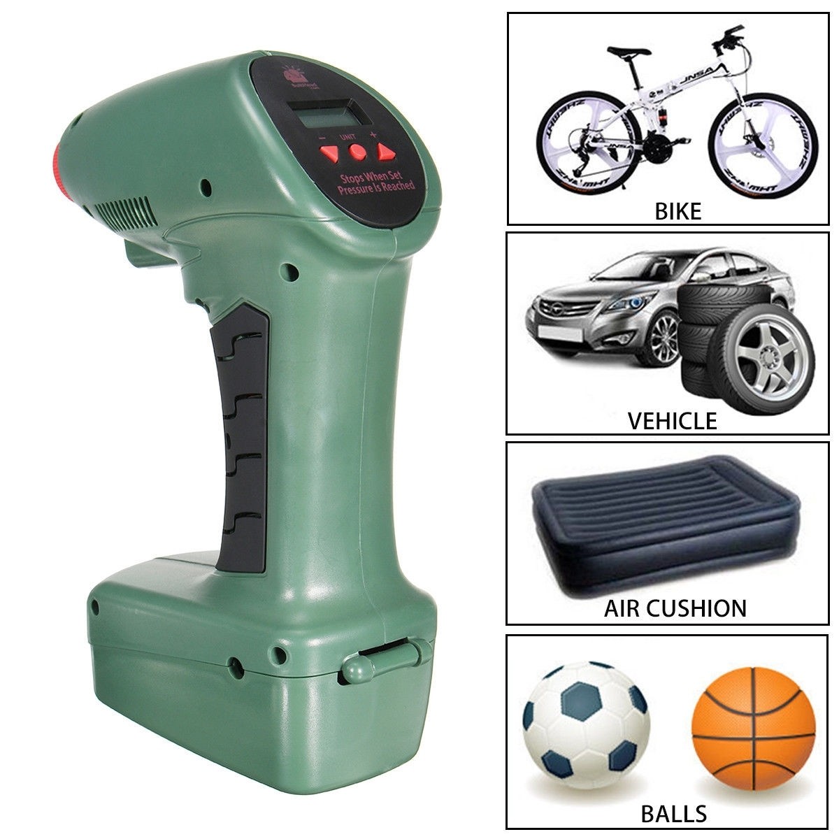 Compresor portabil digital cu display si iluminare LED