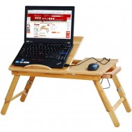 Masuta din bambus pentru laptop cu cooler